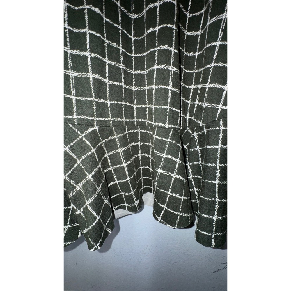 Unbranded Women Olive Green Windowpane Grid Ruffle Hem Midi Dress M - Picture 4 of 6